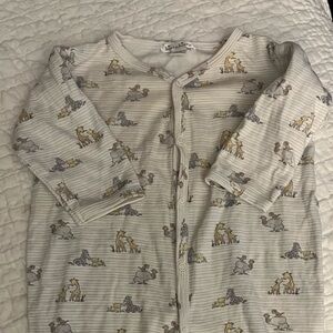 Kissy Kissy Baby Romper with Animal Print - Cream and Gray